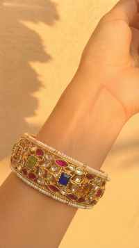 Golden Finish Multicolor Stone Bangles