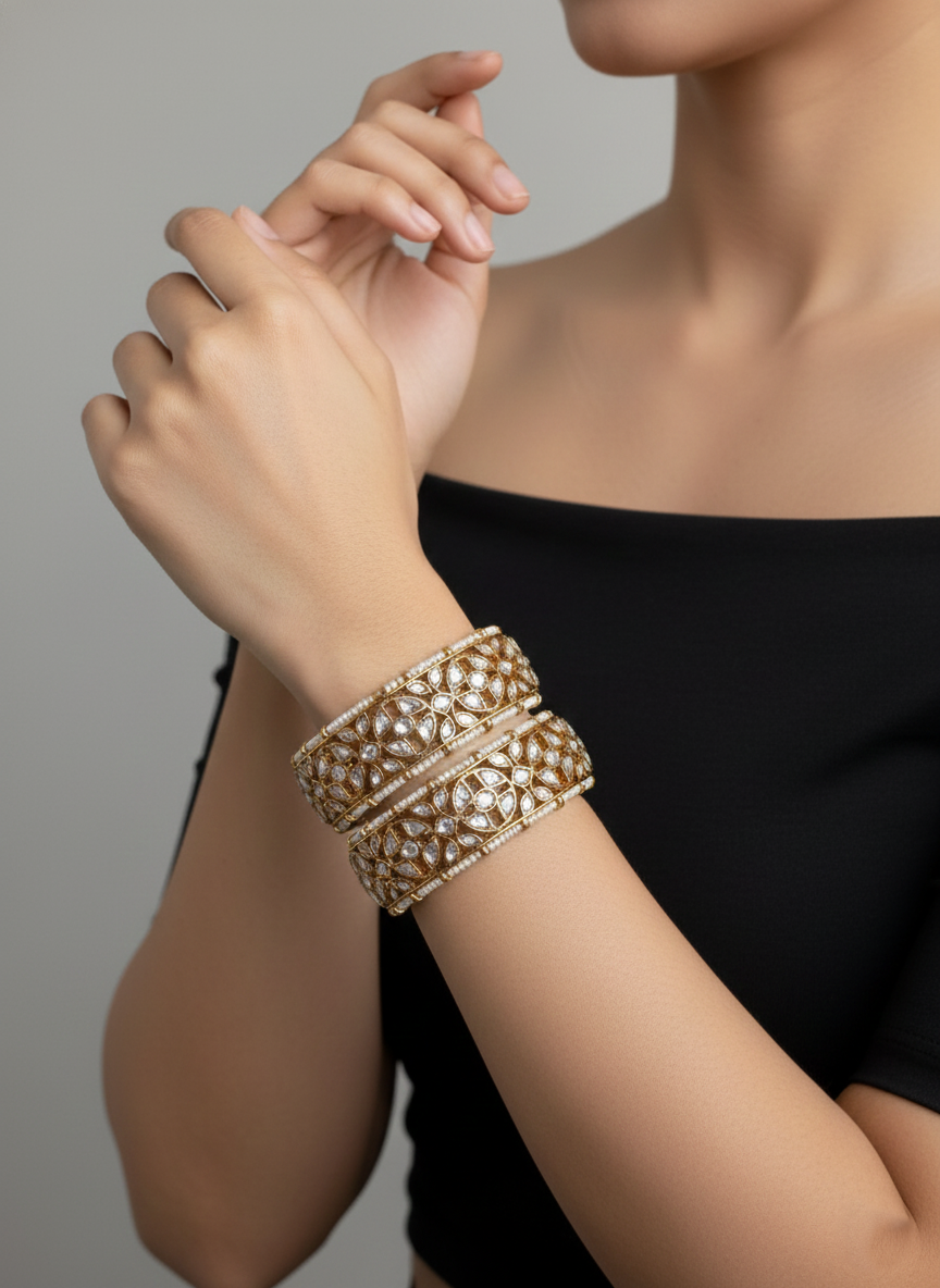 Royal Gold plated Jadau bangles