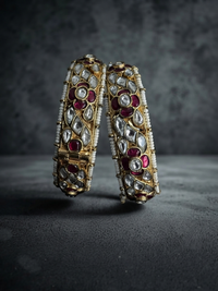 Royal Ruby & Polki Floral Openable Bangles