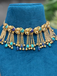 Elephant Tassel Kundan Necklace Set with Matching Earrings