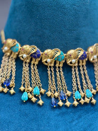 Elephant Tassel Kundan Necklace Set with Matching Earrings