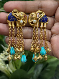 Elephant Tassel Kundan Necklace Set with Matching Earrings