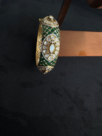 Royal Green Kundan & Meenakari Bridal Kada Bangles with AD Stone Detailing